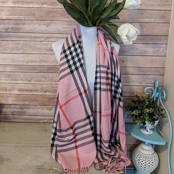 Accessories - Pink "Nova check " mixed material pashmina scarf